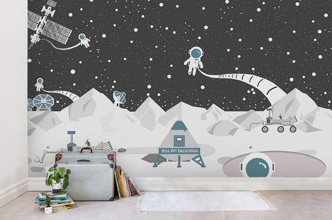 3D Cartoon Space Astronaut Wall Mural Wallpaper 25- Jess Art Decoration