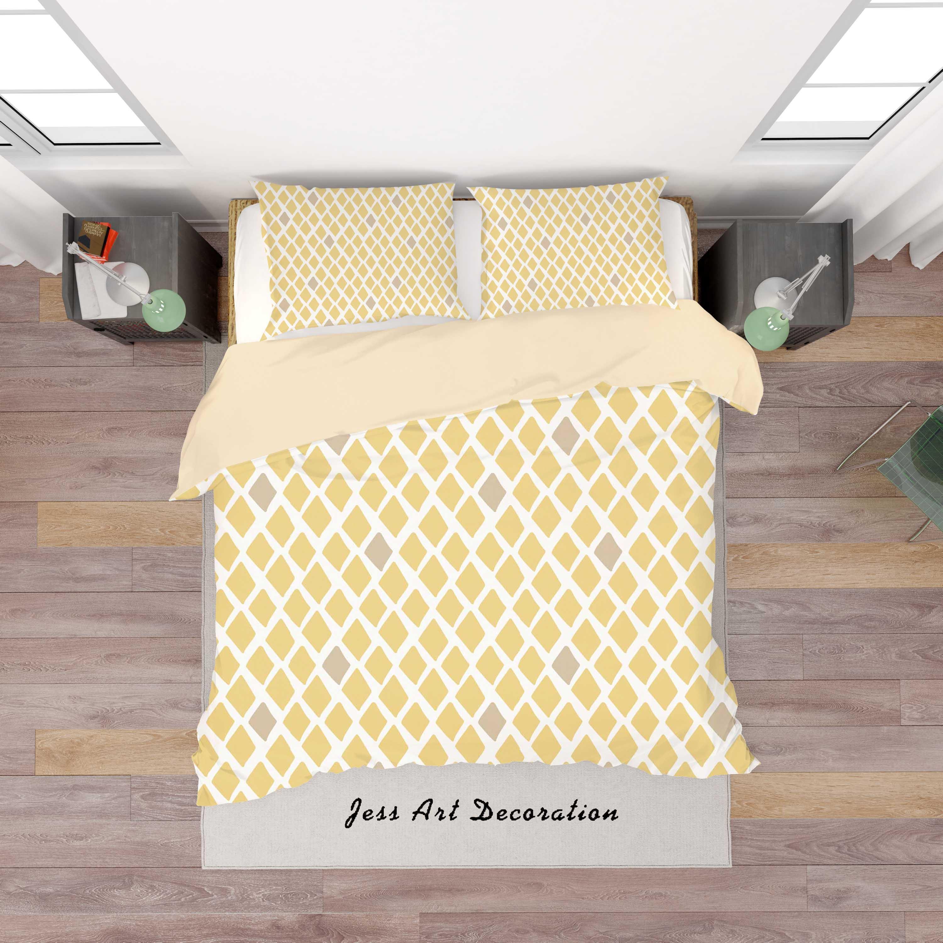 3D Yellow Diamond Quilt Cover Set Bedding Set Duvet Cover Pillowcases SF50- Jess Art Decoration