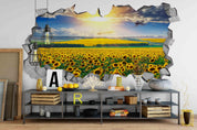 3D Sunflower Field Damage Wall Mural Wallpaper 71- Jess Art Decoration