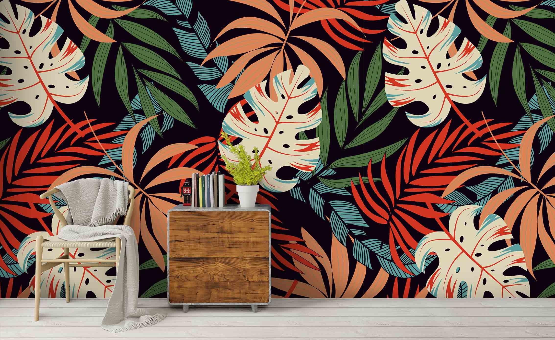 3D Tropical Colored Leaves Wall Mural Wallpaper 57 LQH- Jess Art Decoration