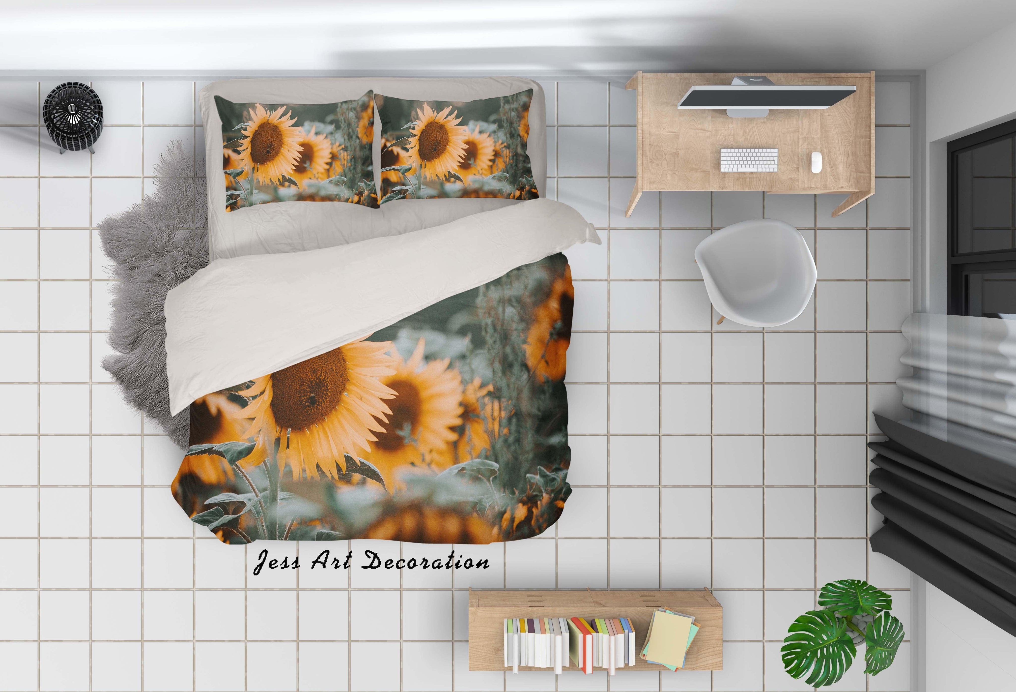 3D Sunflower Pattern Quilt Cover Set Bedding Set Duvet Cover Pillowcases LQH A87- Jess Art Decoration