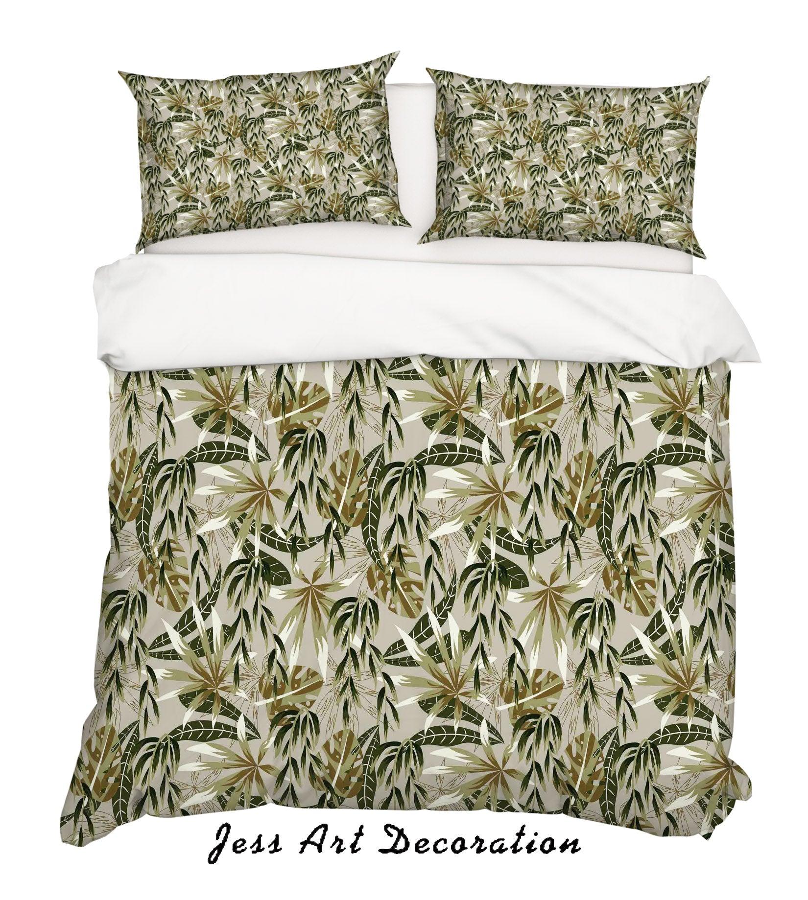 3D Tropical Leaves Pattern Quilt Cover Set Bedding Set Duvet Cover Pillowcases WJ 6862- Jess Art Decoration
