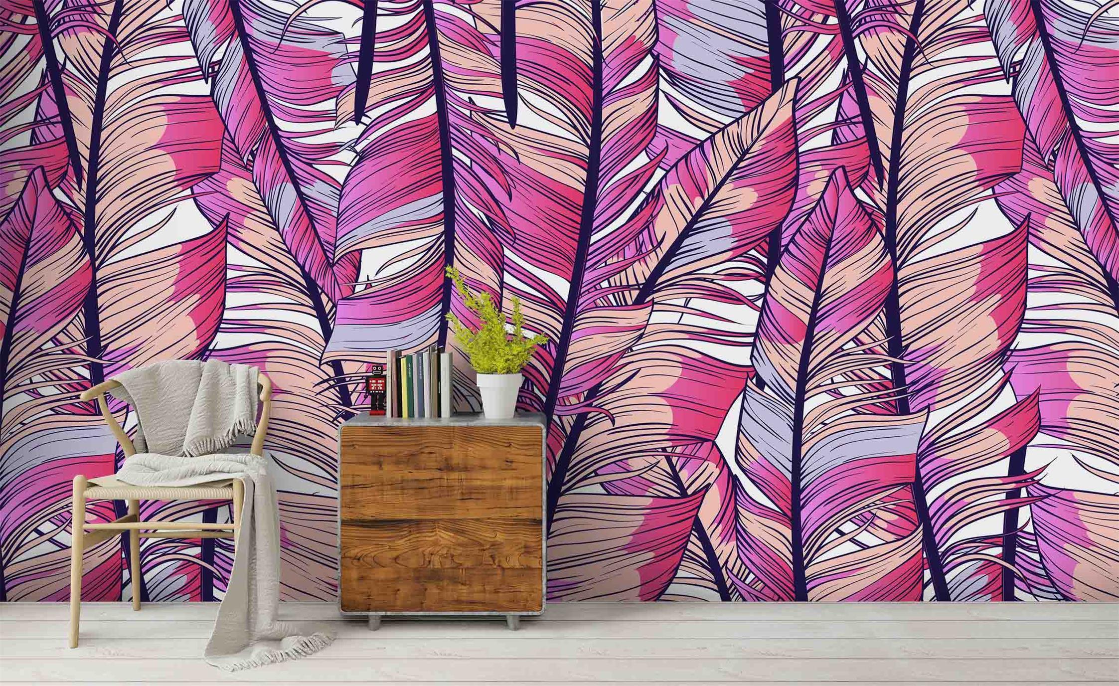 3D Hand Drawn Purple Feather Wall Mural Wallpaper 9 LQH- Jess Art Decoration