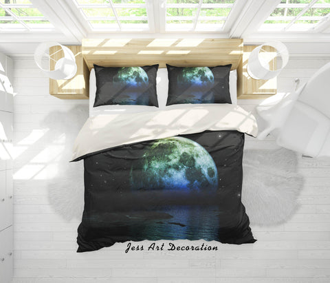 3D Night Moon Quilt Cover Set Bedding Set Pillowcases 30- Jess Art Decoration