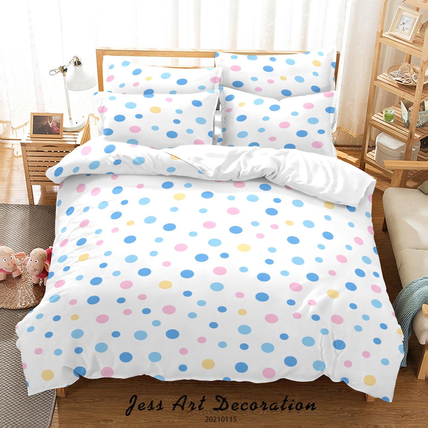 3D Abstract Geometric Color Dot Quilt Cover Set Bedding Set Duvet Cover Pillowcases 90- Jess Art Decoration