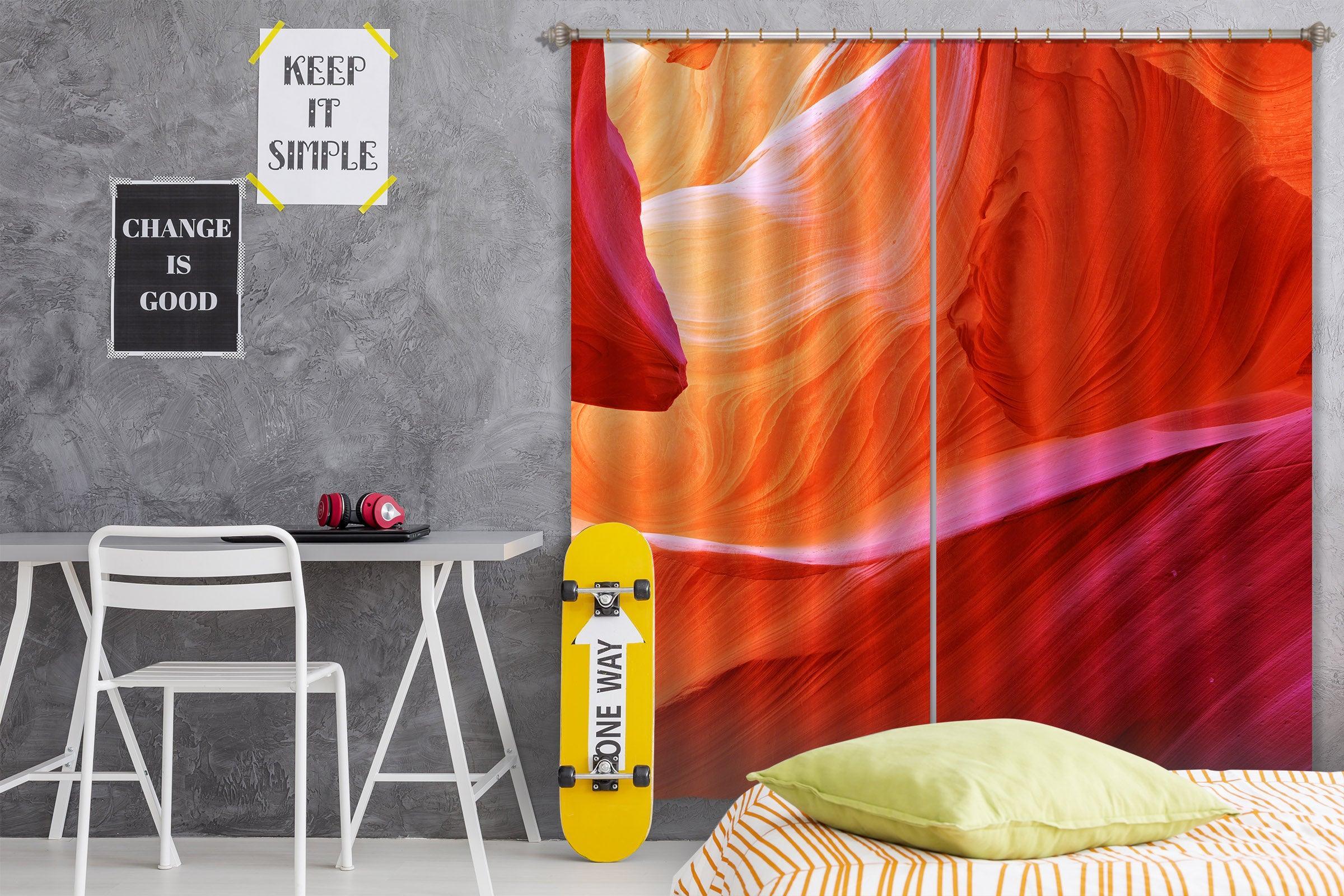 3D Orange Art Pattern Curtains and Drapes A4- Jess Art Decoration