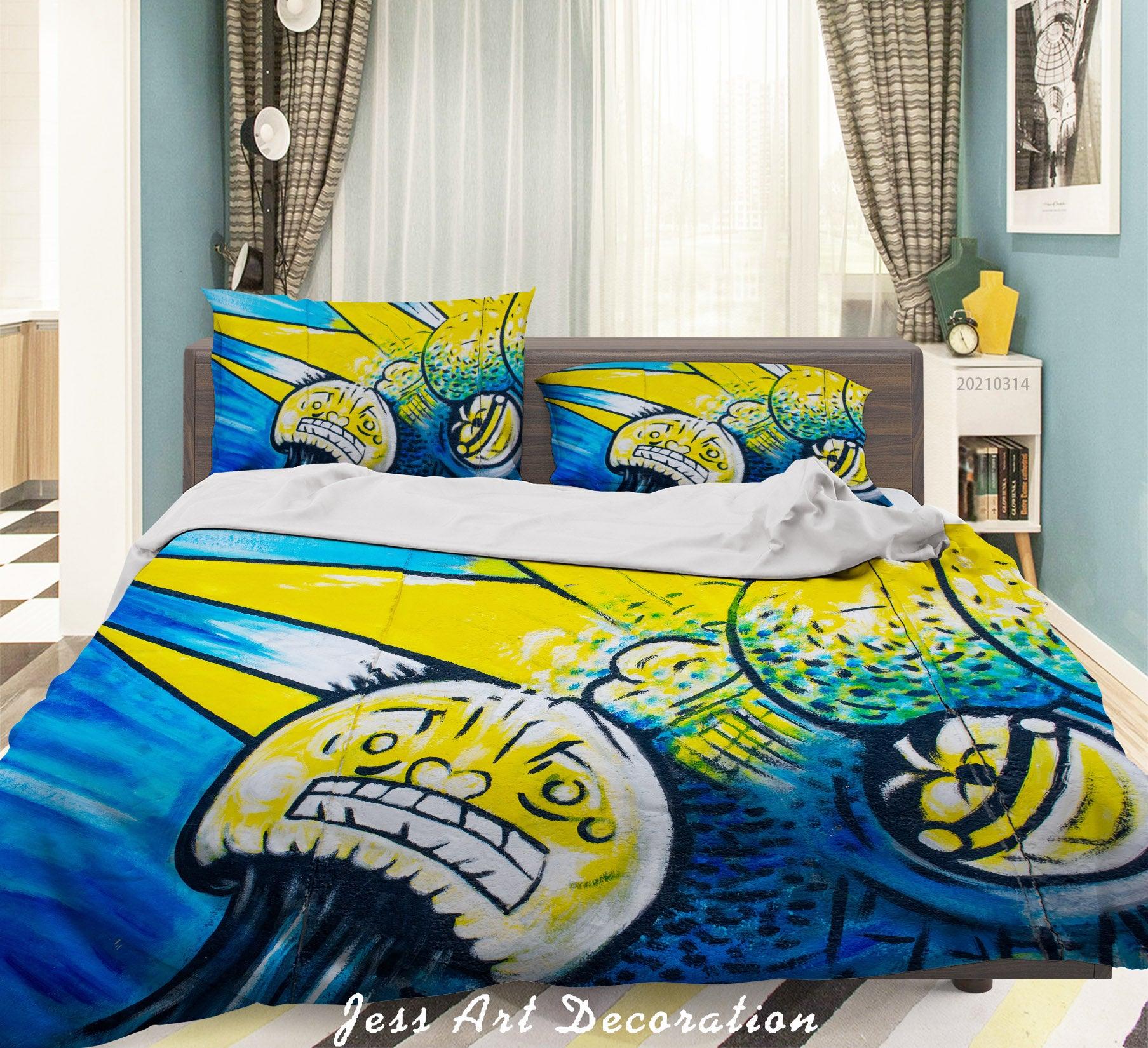 3D Abstract Colored Street Graffiti Quilt Cover Set Bedding Set Duvet Cover Pillowcases 201- Jess Art Decoration