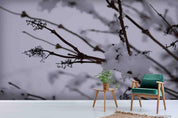 3D Winter Tree Brunch Snow Wall Mural Wallpaper SWW3830- Jess Art Decoration