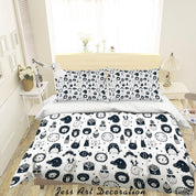 3D White Black Cartoon Animal Fruit Quilt Cover Set Bedding Set Duvet Cover Pillowcases SF92- Jess Art Decoration