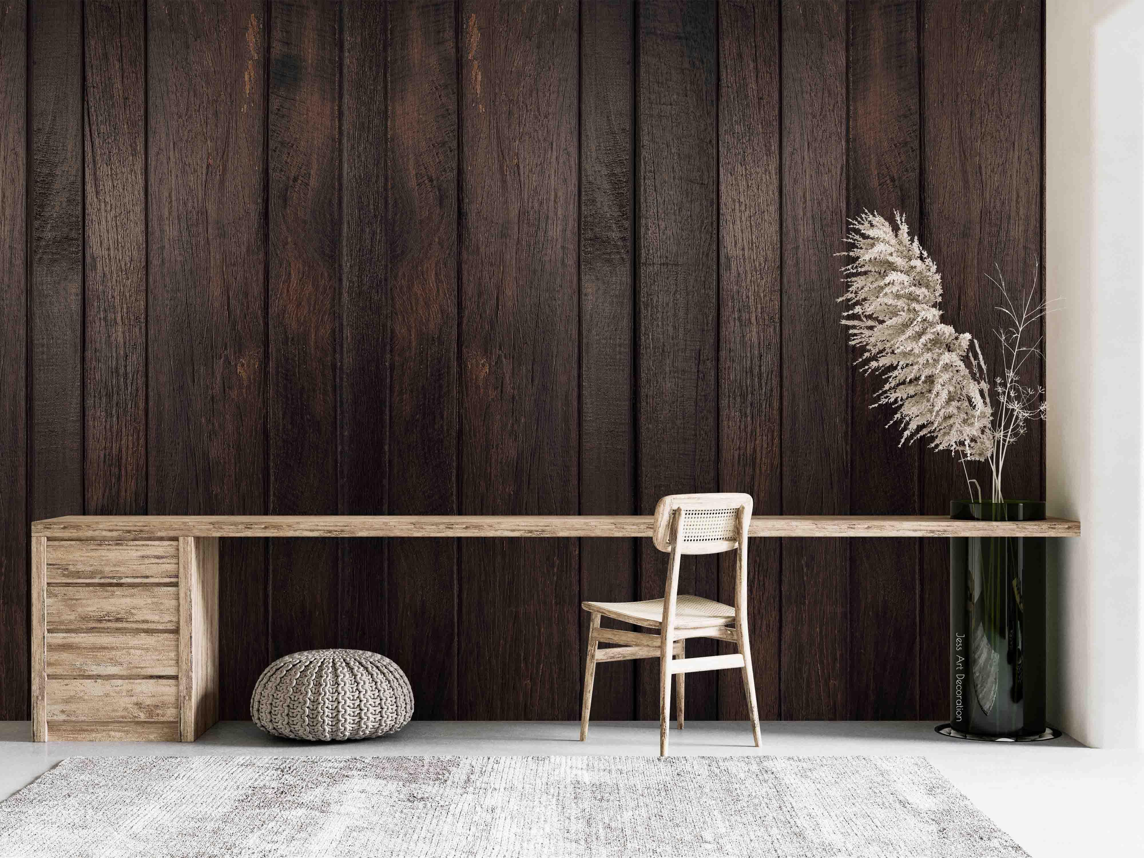 3D Dark Brown Wooden Board Wall Mural Wallpaper GD 2716- Jess Art Decoration