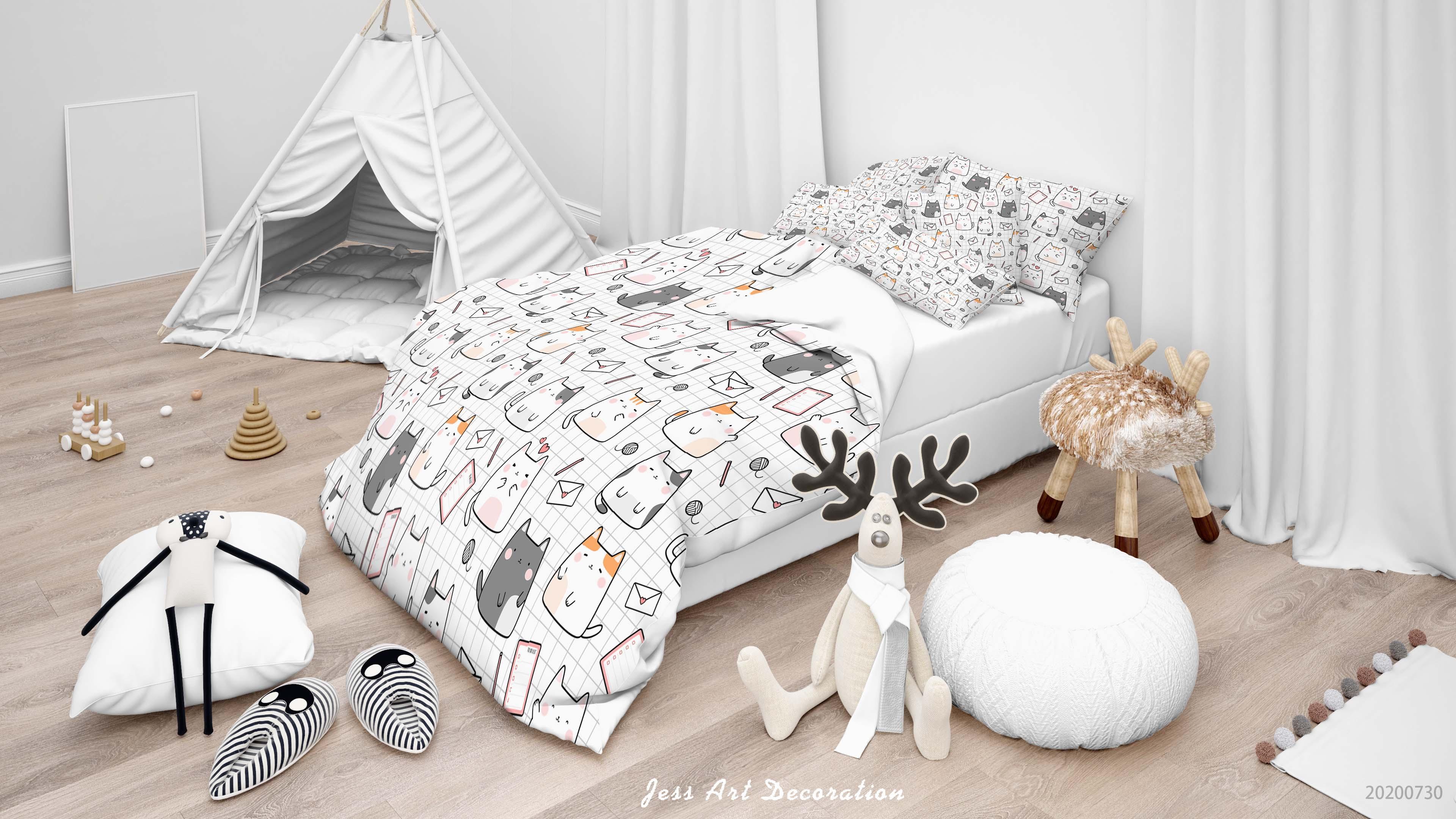 3D Cartoon Cat Quilt Cover Set Bedding Set Duvet Cover Pillowcases LXL 47- Jess Art Decoration