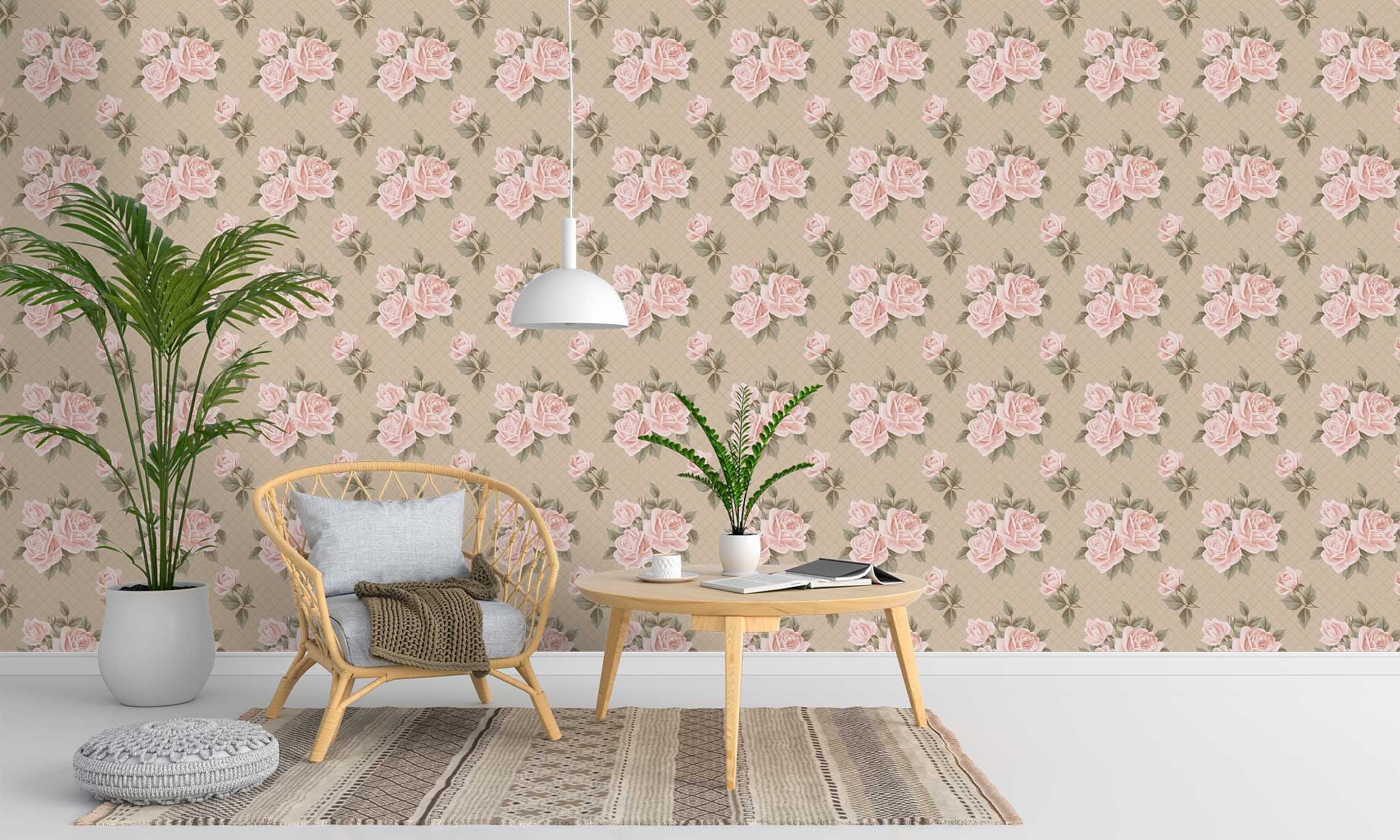 3D Grid Rose Flowers Wall Mural Wallpaper SF39- Jess Art Decoration