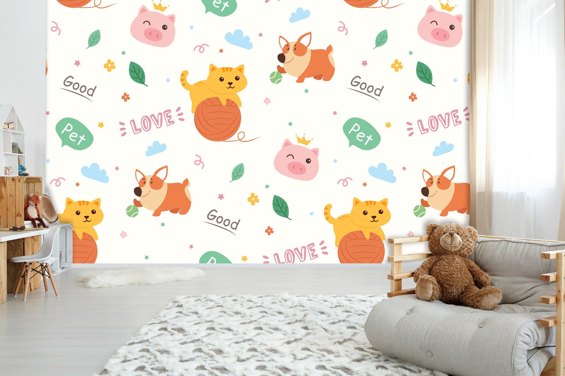 3D Cartoon Orange Cats Animals Wall Mural Wallpaper 60- Jess Art Decoration