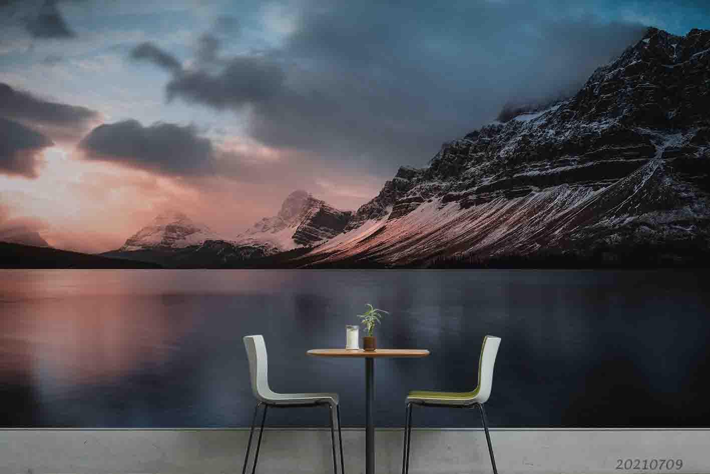 3D  Mountain Rivers Sunset Glow Wall Mural Wallpaper SWW4076- Jess Art Decoration