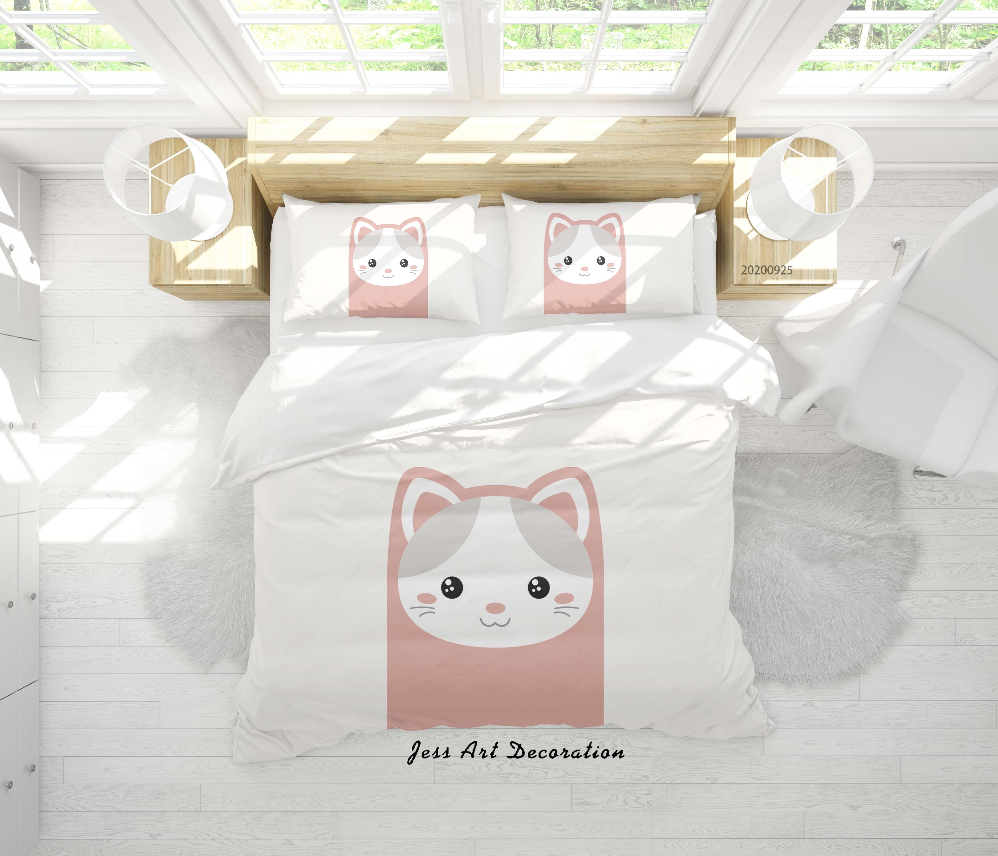 3D Cartoon Animal Cat Pattern Quilt Cover Set Bedding Set Duvet Cover Pillowcases WJ 6473- Jess Art Decoration