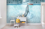 3D blue watercolor whale wall mural wallpaper 38- Jess Art Decoration