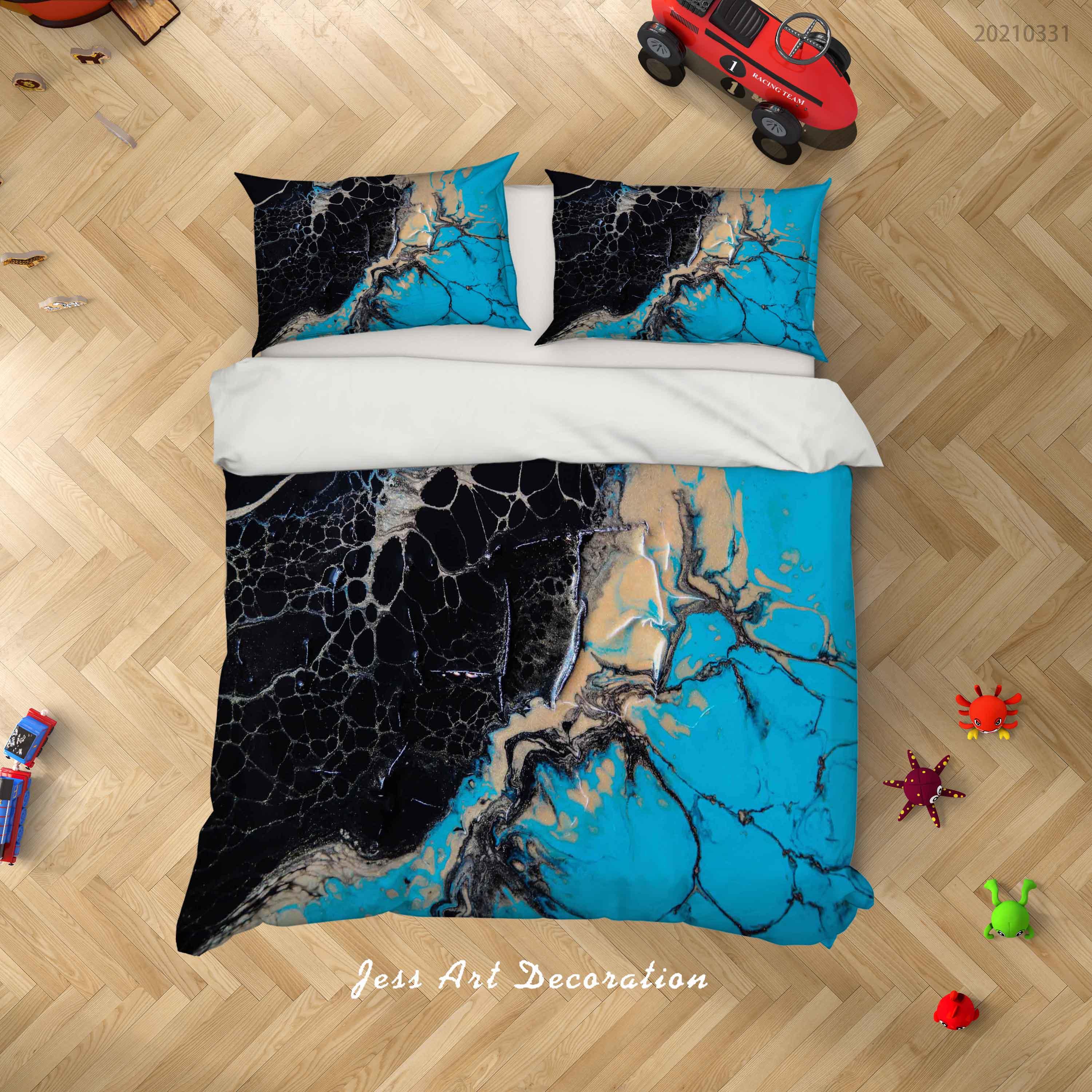 3D Abstract Blue Marble Quilt Cover Set Bedding Set Duvet Cover Pillowcases 155- Jess Art Decoration