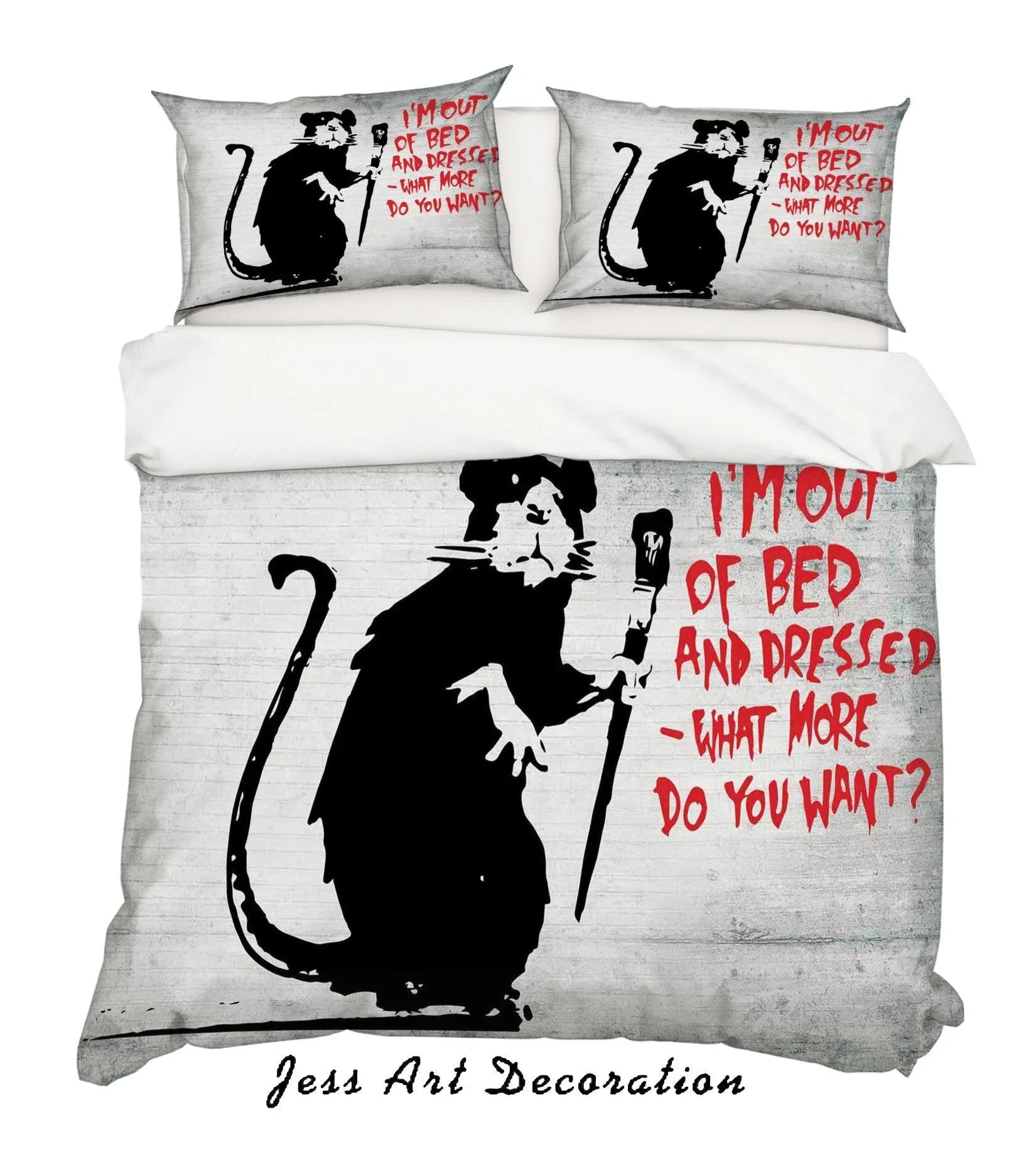 3D Banksy Mural Mouse Red Letter Quilt Cover Set Bedding Set Duvet Cover Pillowcases  ZY D88- Jess Art Decoration