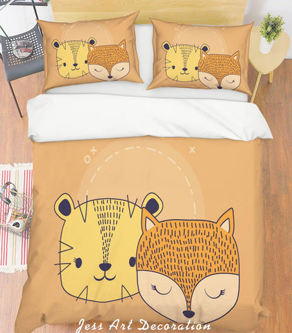 3D Cartoon Animals Quilt Cover Set Bedding Set Pillowcases  48- Jess Art Decoration
