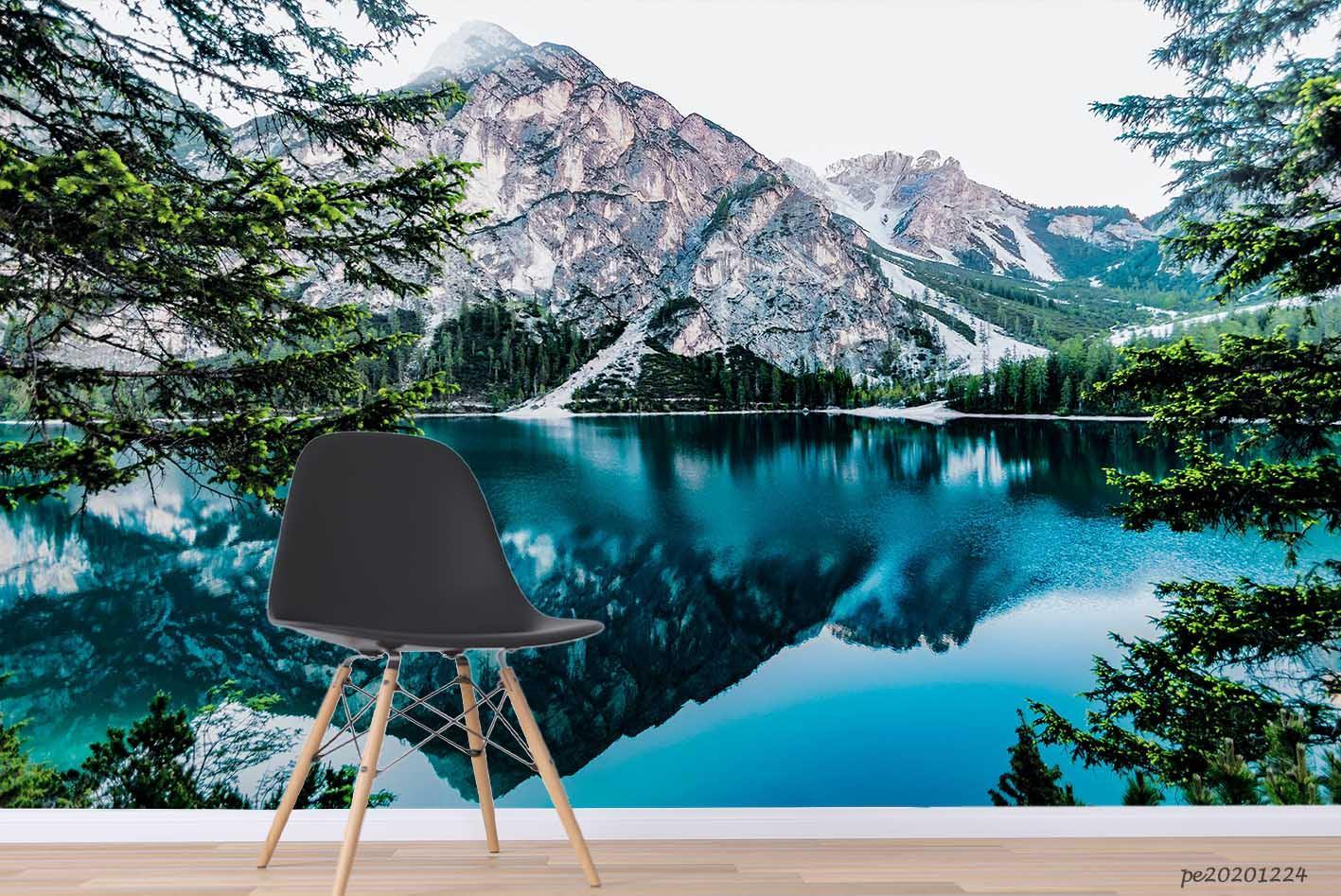 3D Mountain Lake Forest Landscape Wall Mural Wallpaper LQH 648- Jess Art Decoration