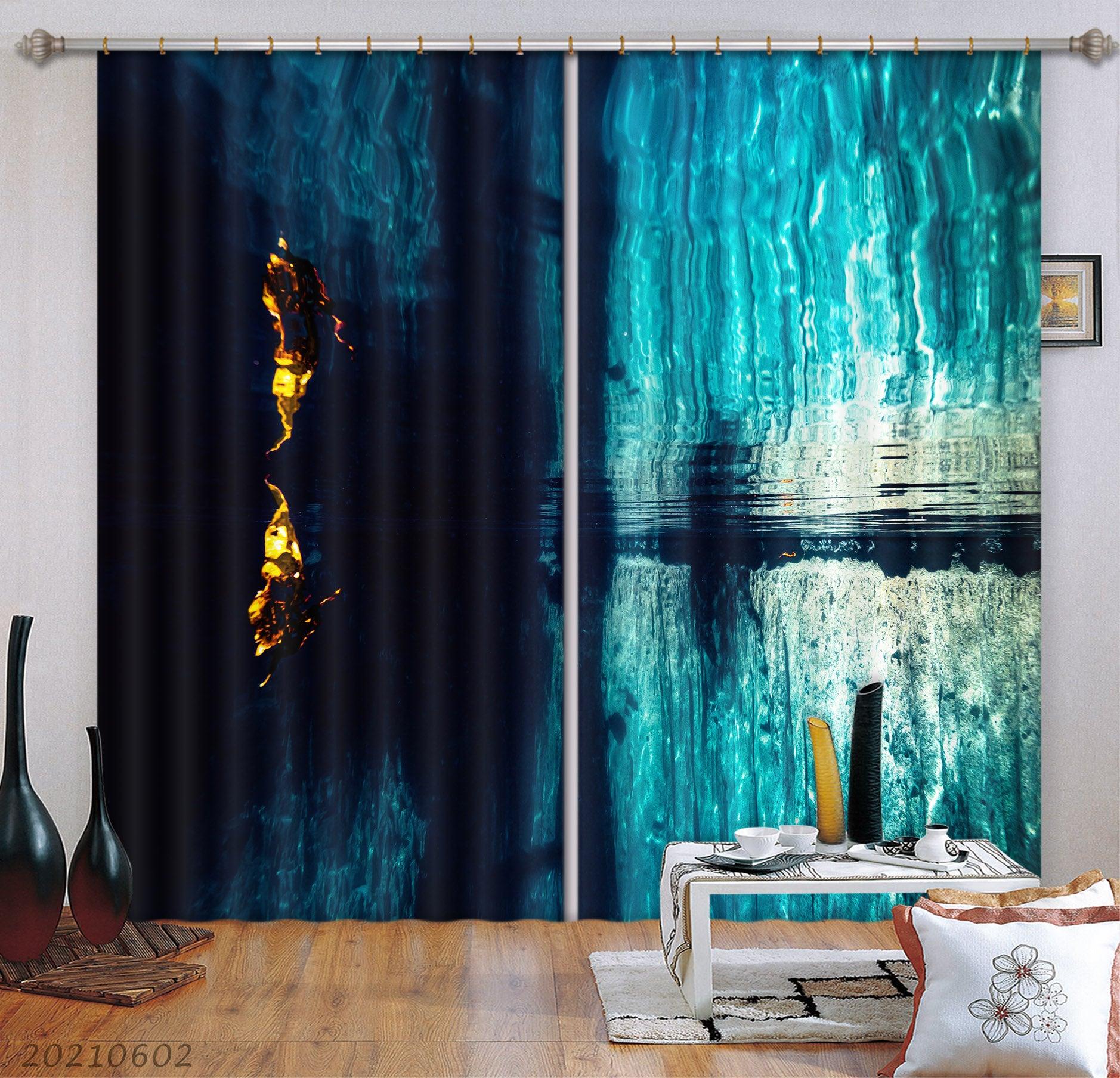 3D Abstract Blue Water Pattern Curtains and Drapes GD 652- Jess Art Decoration