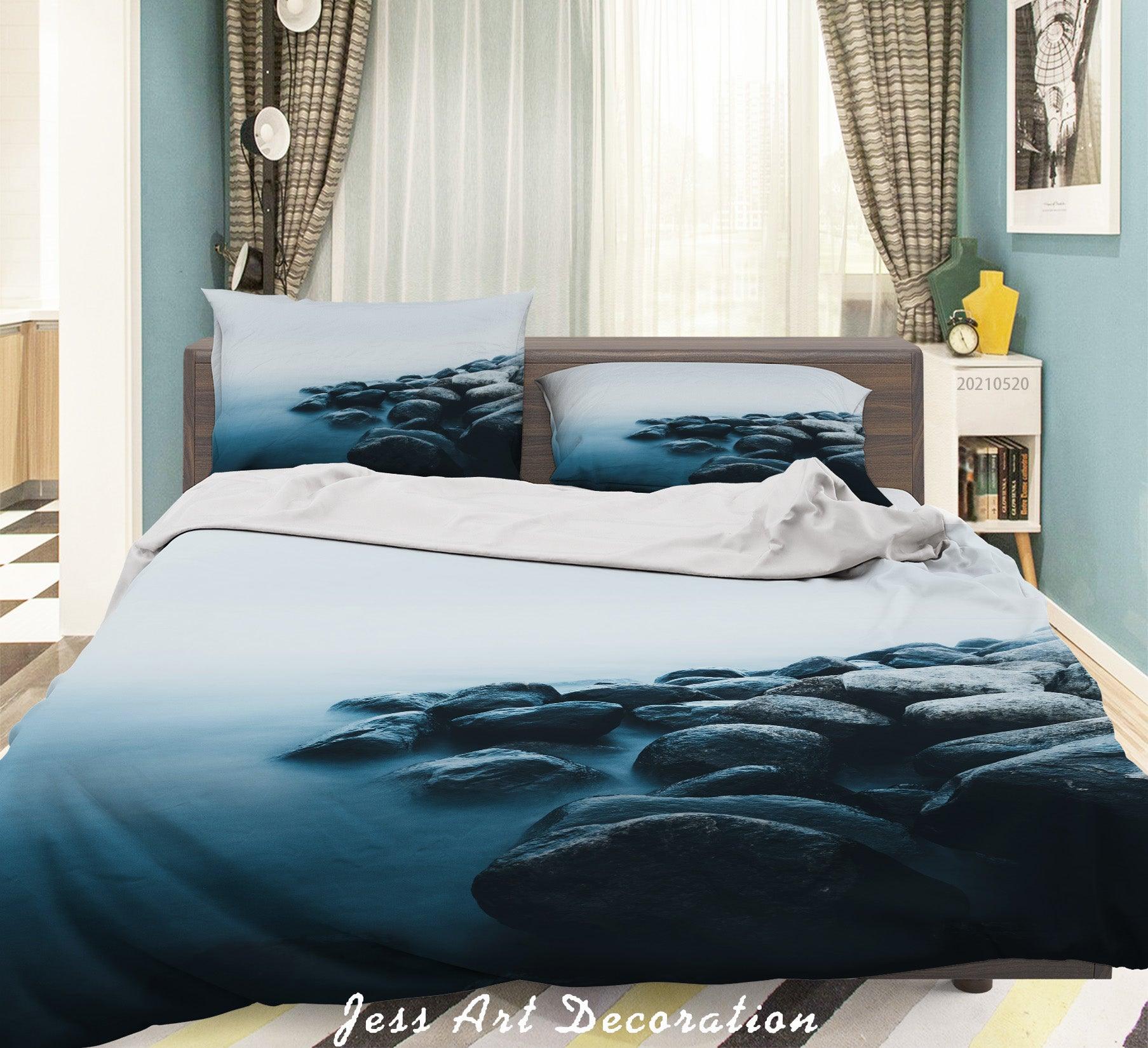 3D Sea Pebbles Landscape Quilt Cover Set Bedding Set Duvet Cover Pillowcases 58- Jess Art Decoration