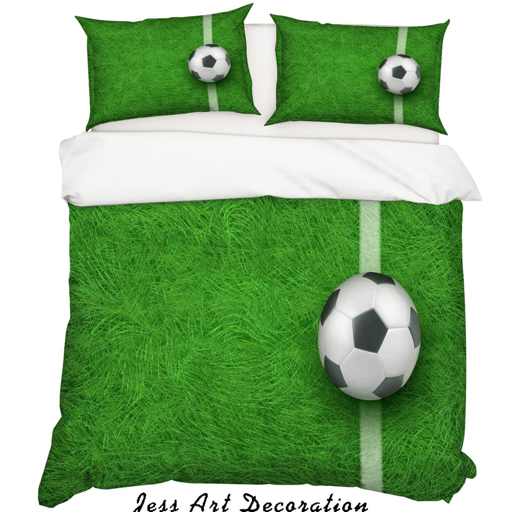3D Green Football Soccer Quilt Cover Set Bedding Set Pillowcases 58- Jess Art Decoration