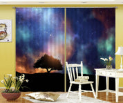 3D Abstract Space Tree Landscape Curtains and Drapes LQH 1- Jess Art Decoration
