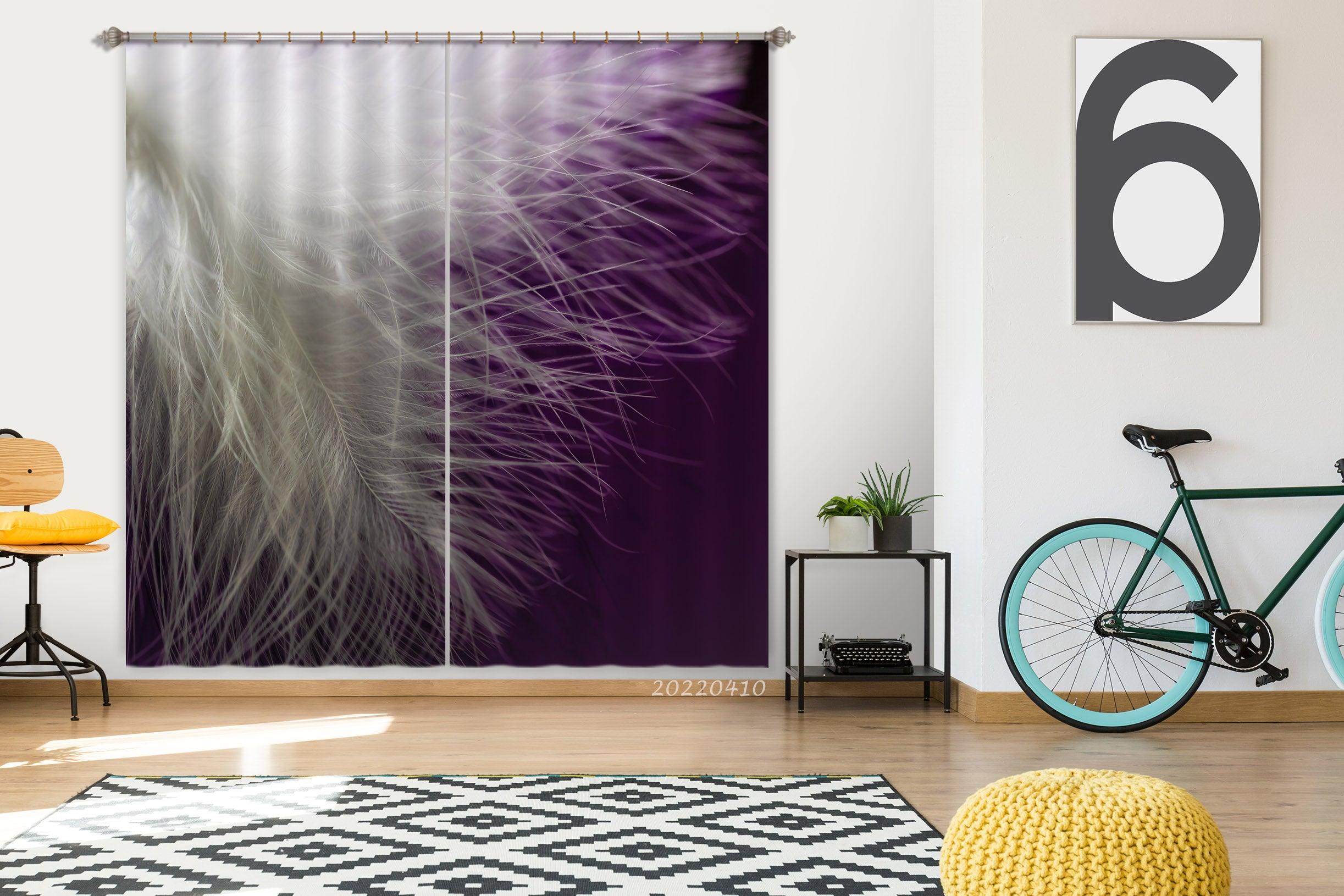 3D Abstract Animal Feather Soft Curtains and Drapes GD 3968- Jess Art Decoration