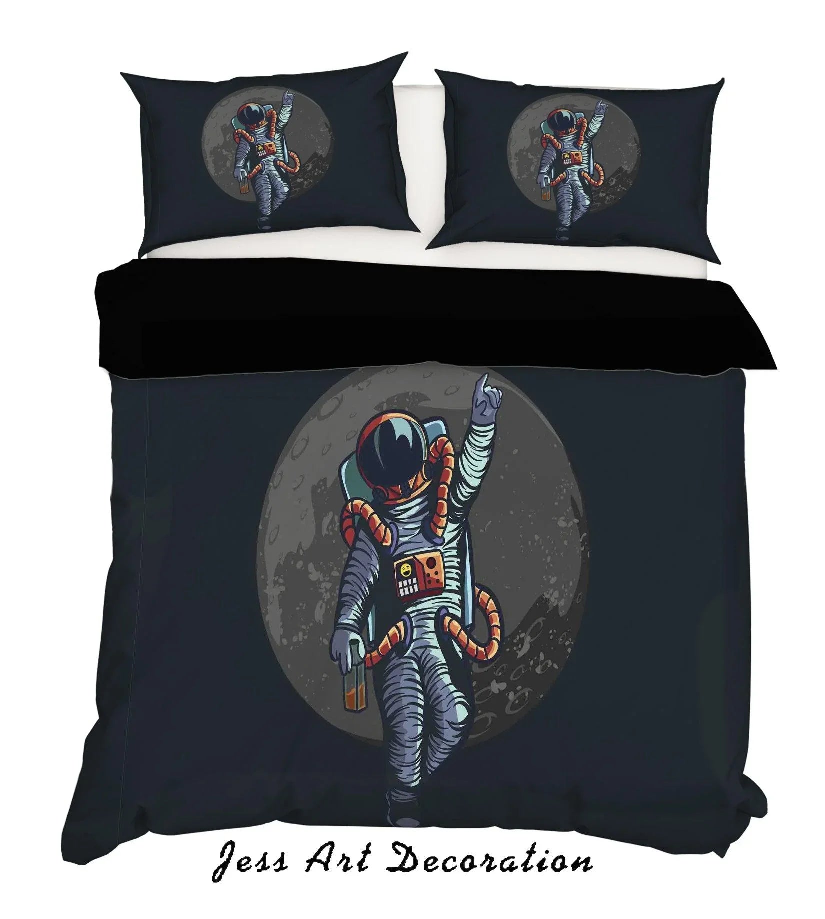 3D Black Astronaut Quilt Cover Set Bedding Set Pillowcases 01- Jess Art Decoration