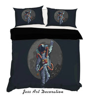 3D Black Astronaut Quilt Cover Set Bedding Set Pillowcases 01- Jess Art Decoration