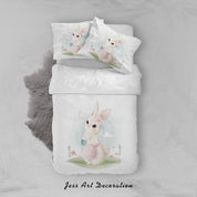 3D White Rabbit Quilt Cover Set Bedding Set Duvet Cover Pillowcases SF06- Jess Art Decoration