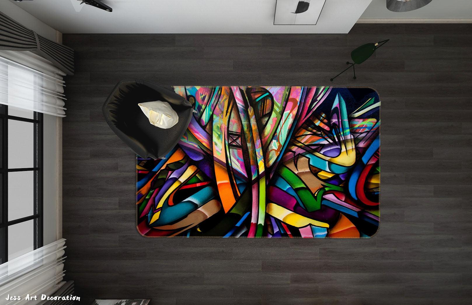 3D Abstract Color Art Graffiti Non-Slip Rug Mat A027 LQH- Jess Art Decoration
