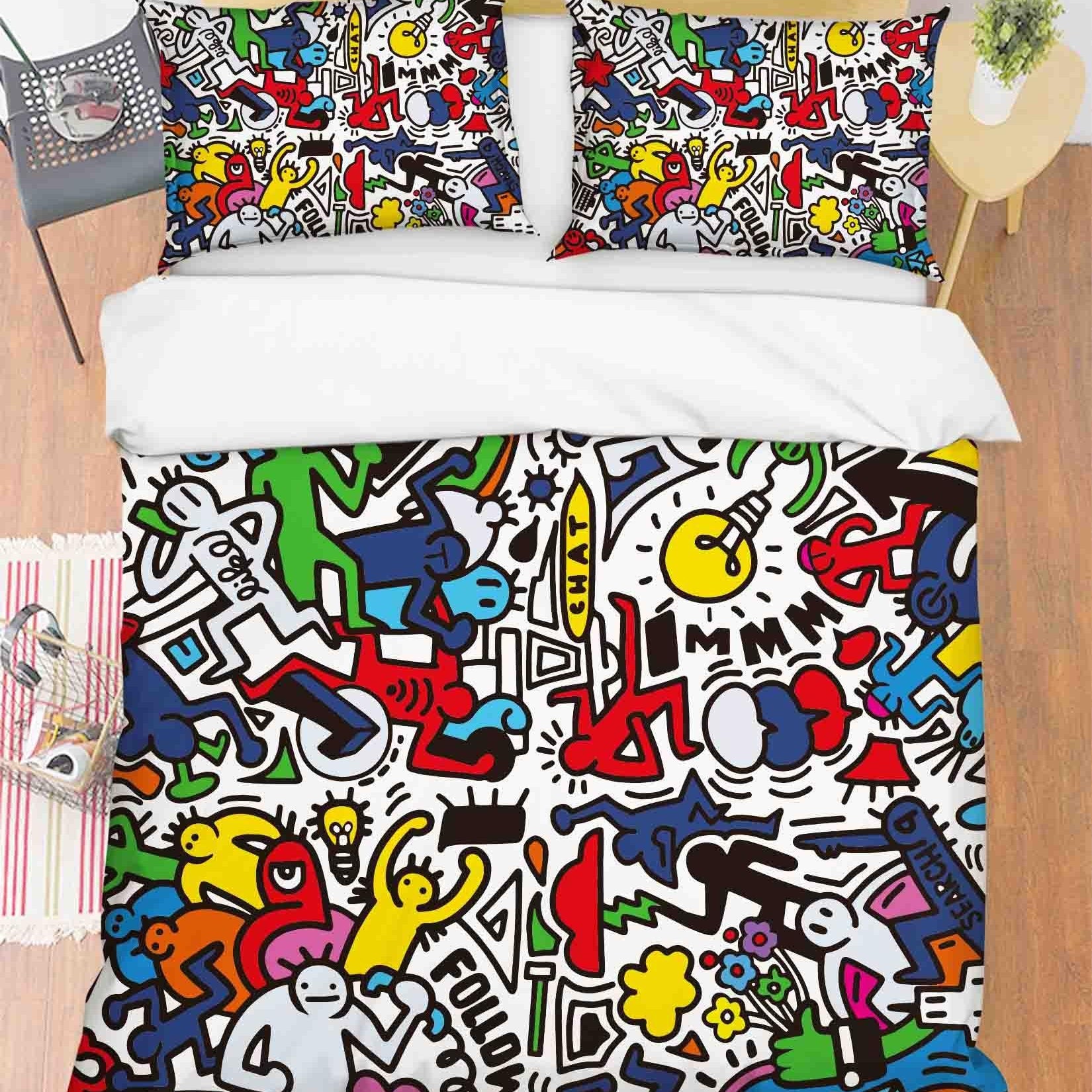 3D Abstract Illustration Art Doodle Quilt Cover Set Bedding Set Duvet Cover Pillowcases 97- Jess Art Decoration