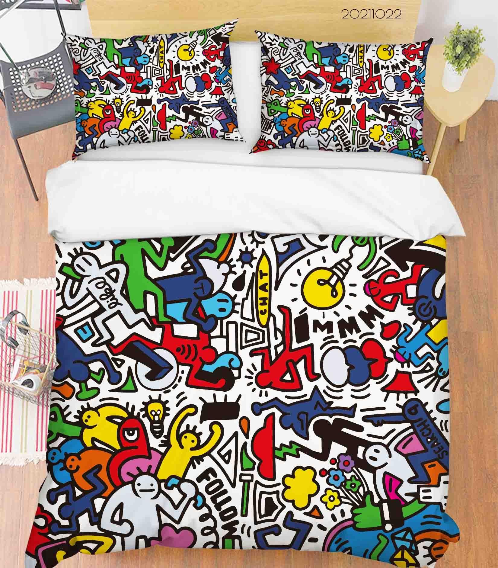 3D Abstract Illustration Art Doodle Quilt Cover Set Bedding Set Duvet Cover Pillowcases 97- Jess Art Decoration