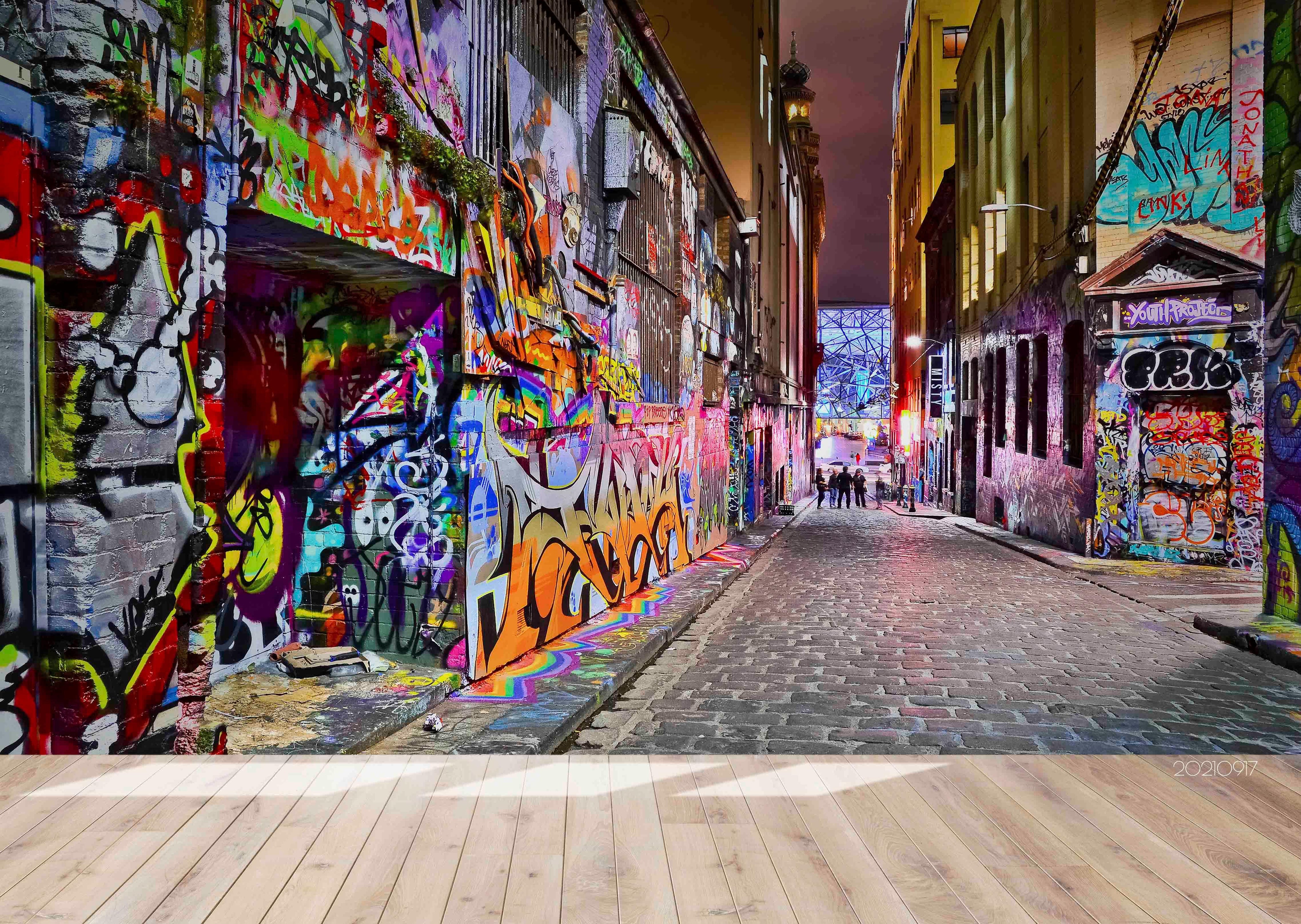 3D Colored Street Graffiti Wall Mural Wallpaper LQH 94- Jess Art Decoration