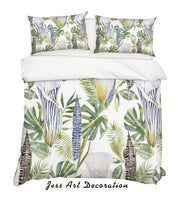 3D Calla Green Leaves Quilt Cover Set Bedding Set Pillowcases 126- Jess Art Decoration