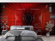 3D Abstract Red Futuristic Hud Screen Interface Wall Mural Wallpaper LXL- Jess Art Decoration