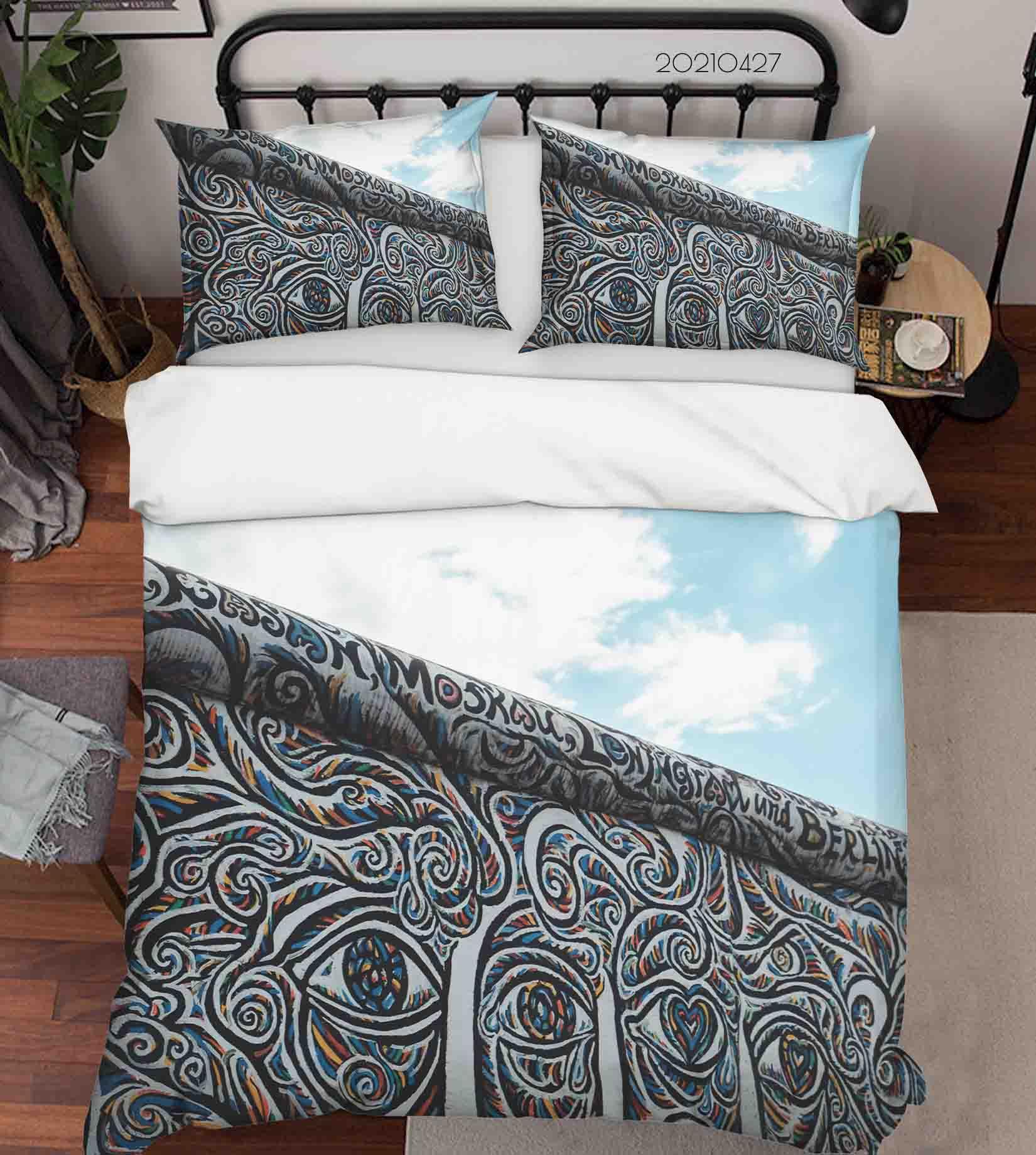 3D Abstract Art Street Graffiti Quilt Cover Set Bedding Set Duvet Cover Pillowcases 103- Jess Art Decoration