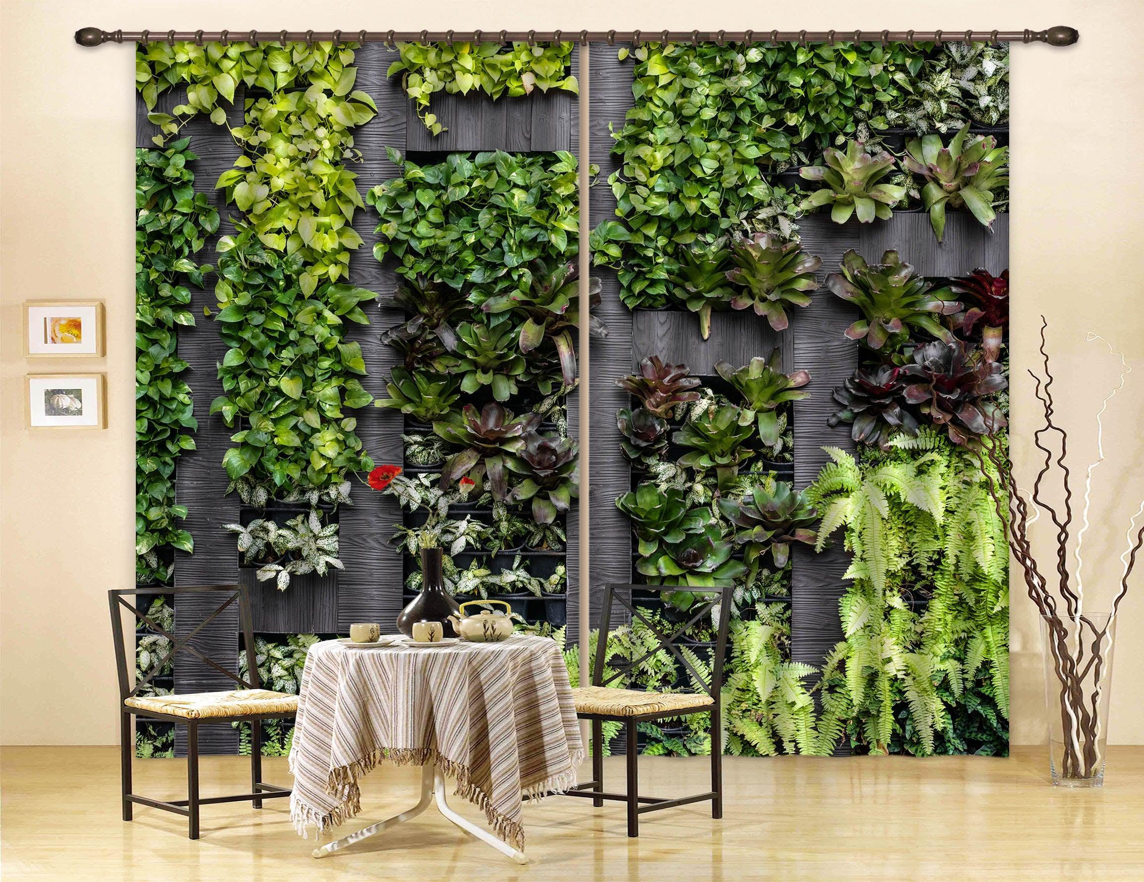 3D Green Plant Wall Curtains and Drapes LQH A600- Jess Art Decoration