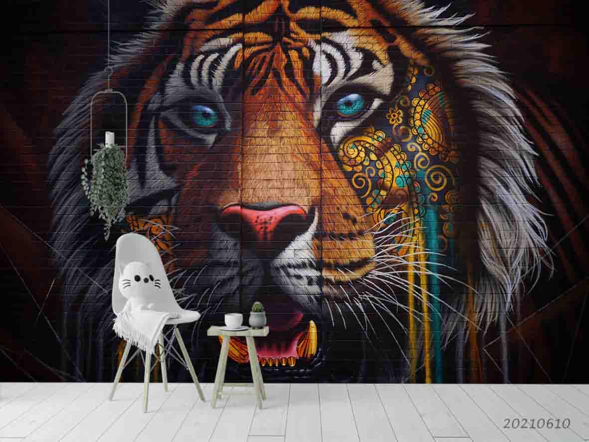 3D  Animal Tiger Wall Mural Wallpaper SWW1792- Jess Art Decoration