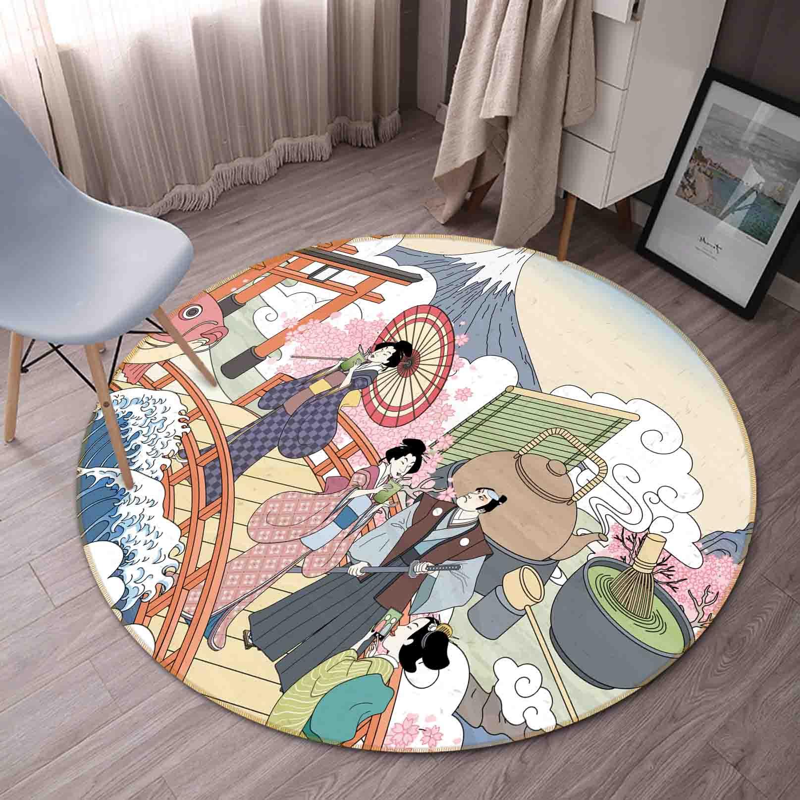 3D Japan Customs Non-Slip Round Rug Mat 113- Jess Art Decoration