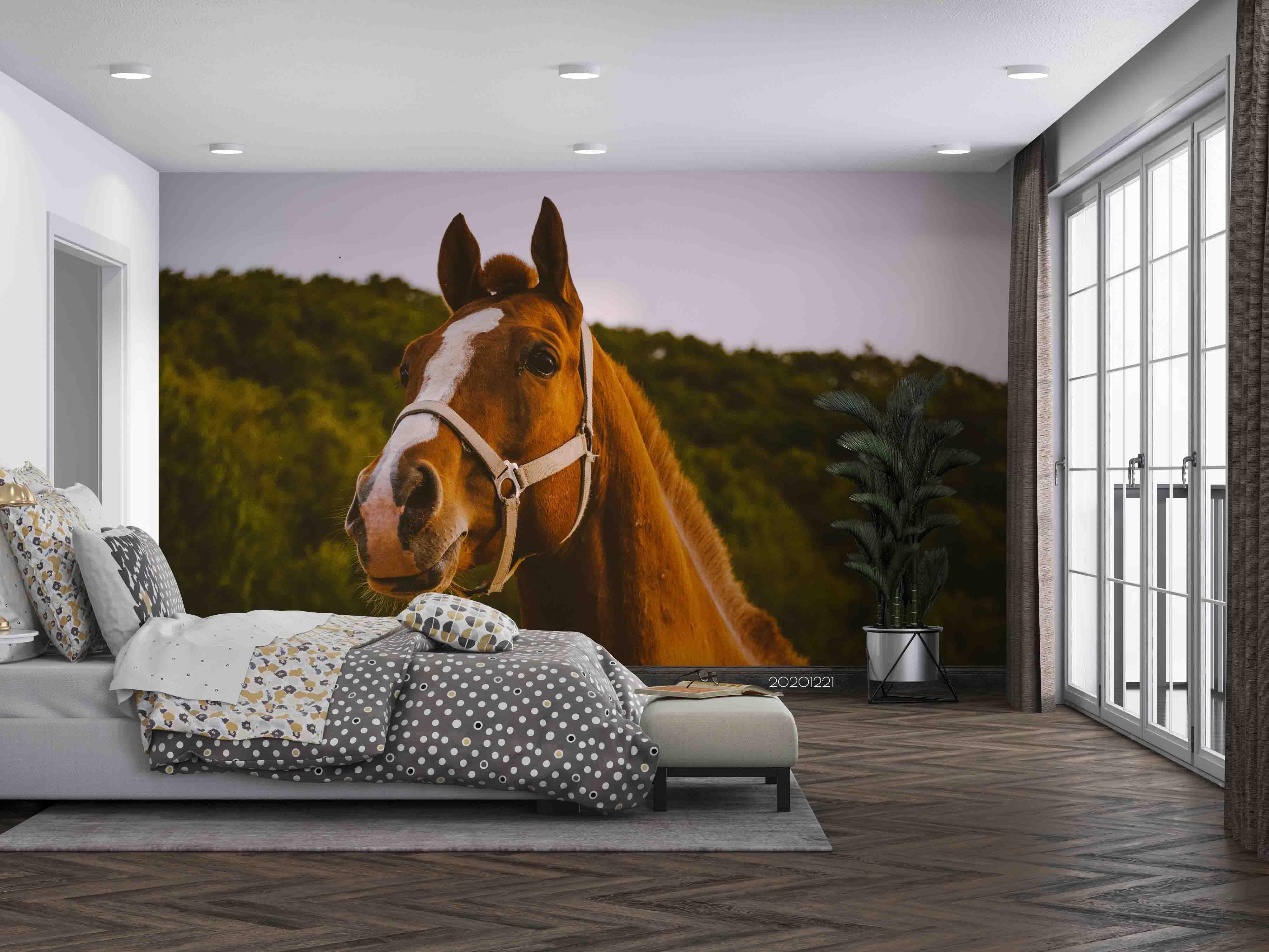 3D Forest Animal Horse Wall Mural Wallpaper LQH 13- Jess Art Decoration