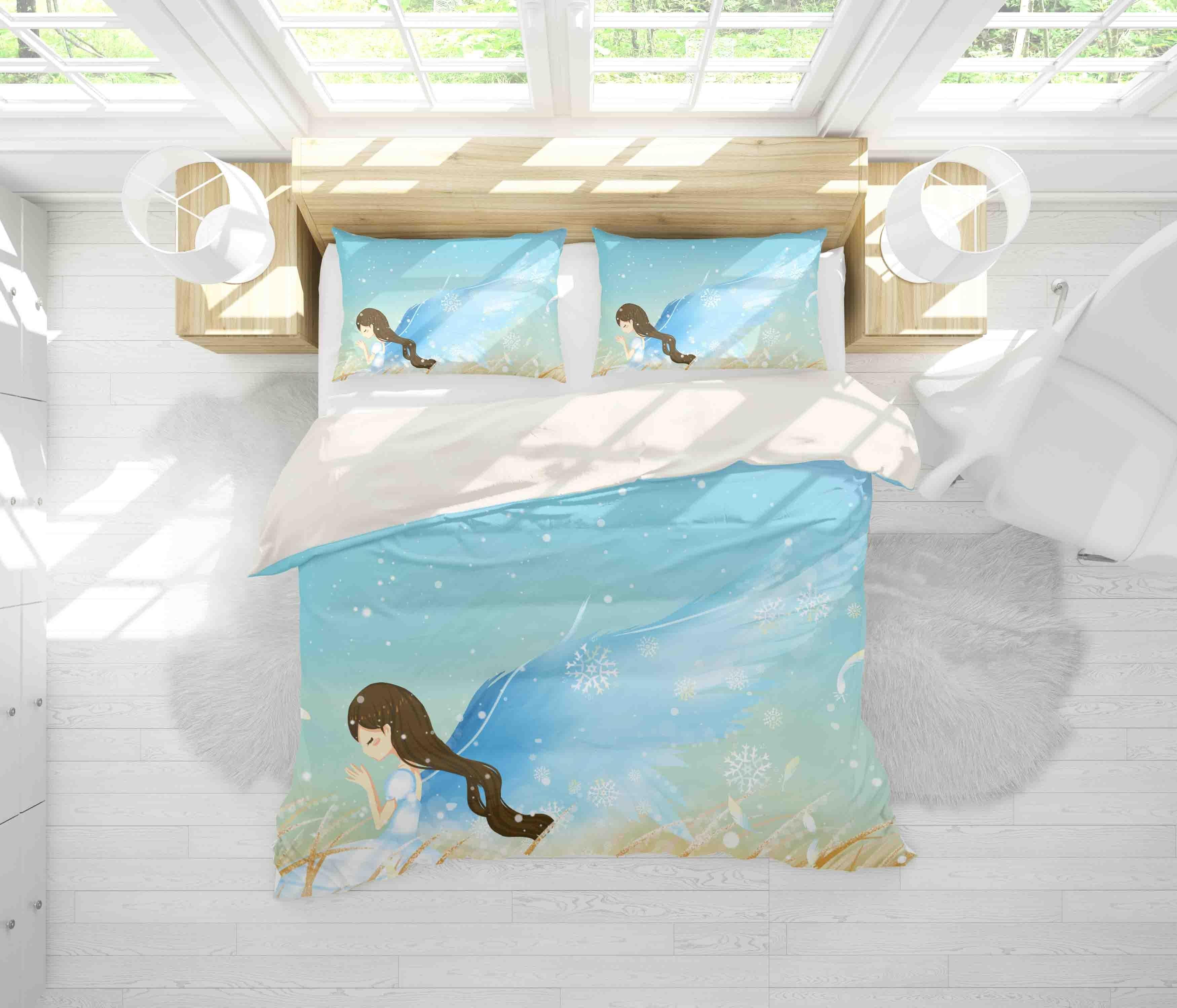 3D Blue Girl Angel Wings Quilt Cover Set Bedding Set Pillowcases 111- Jess Art Decoration