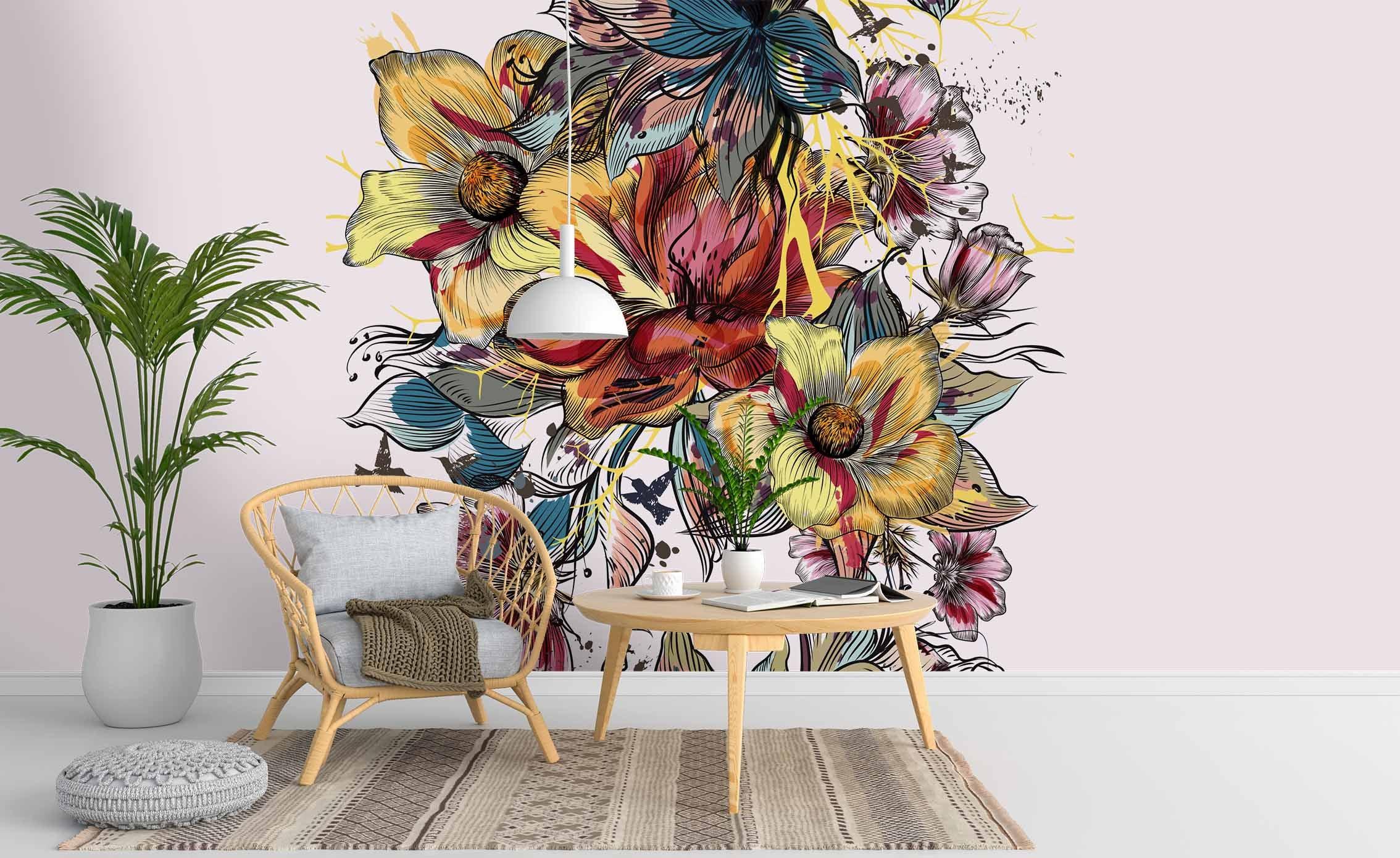 3D Hand Painted Flowers Wall Mural Wallpaper 33- Jess Art Decoration