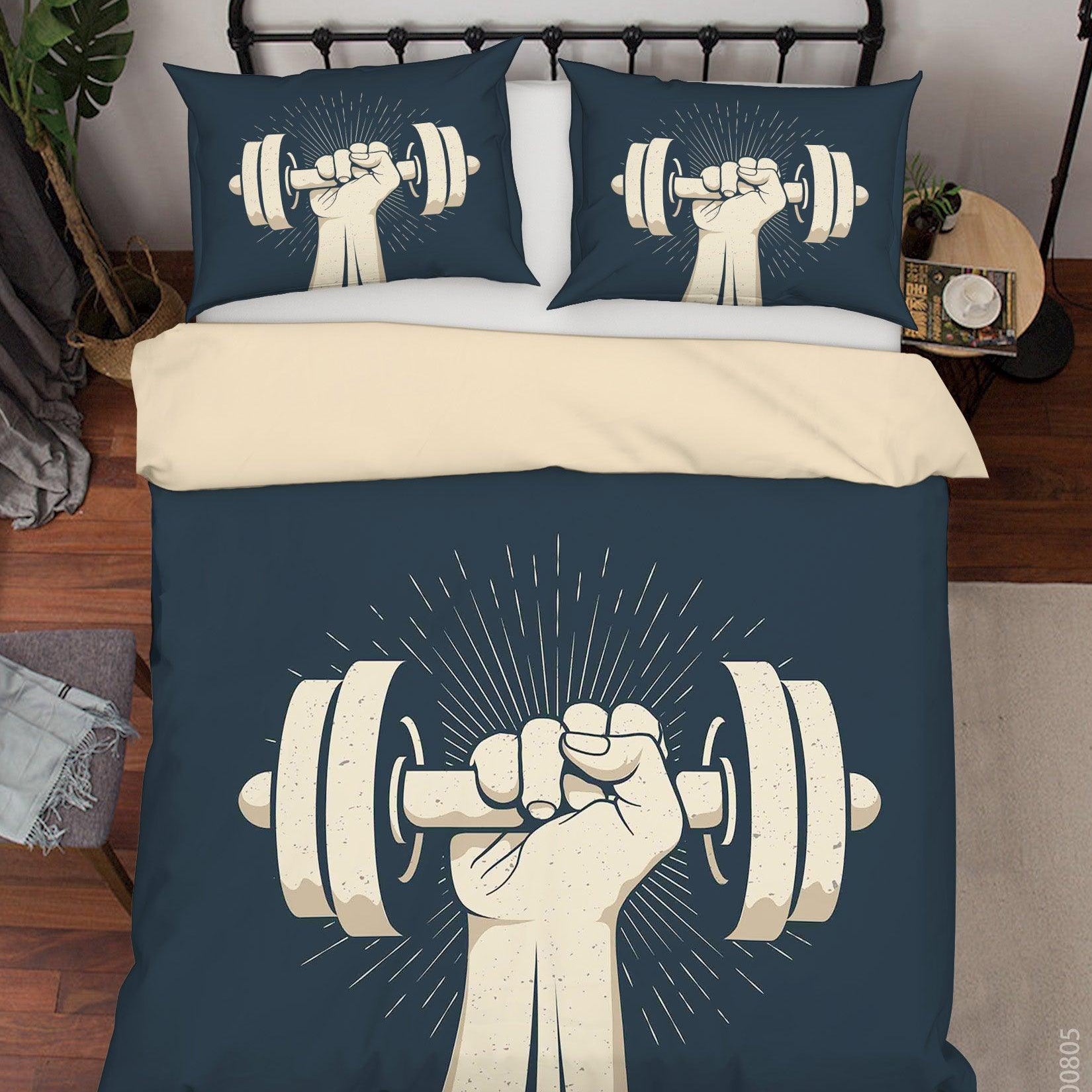 3D Strength Barbell Quilt Cover Set Bedding Set Duvet Cover Pillowcases LXL 72- Jess Art Decoration