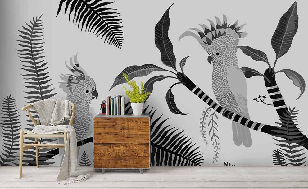 3D Hand Painting Parrot Leaves Wall Mural Wallpaper 94- Jess Art Decoration