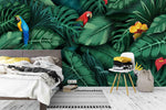 3D green tropical plant leaves birds wall mural wallpaper 94- Jess Art Decoration