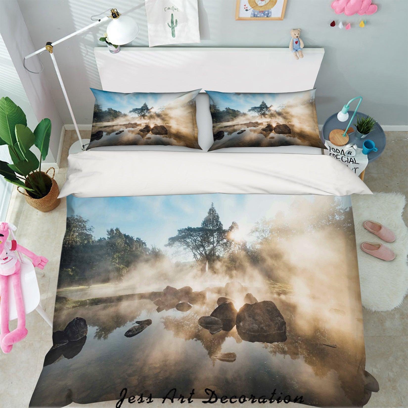 3D Fog River Forest Quilt Cover Set Bedding Set Pillowcases 64- Jess Art Decoration