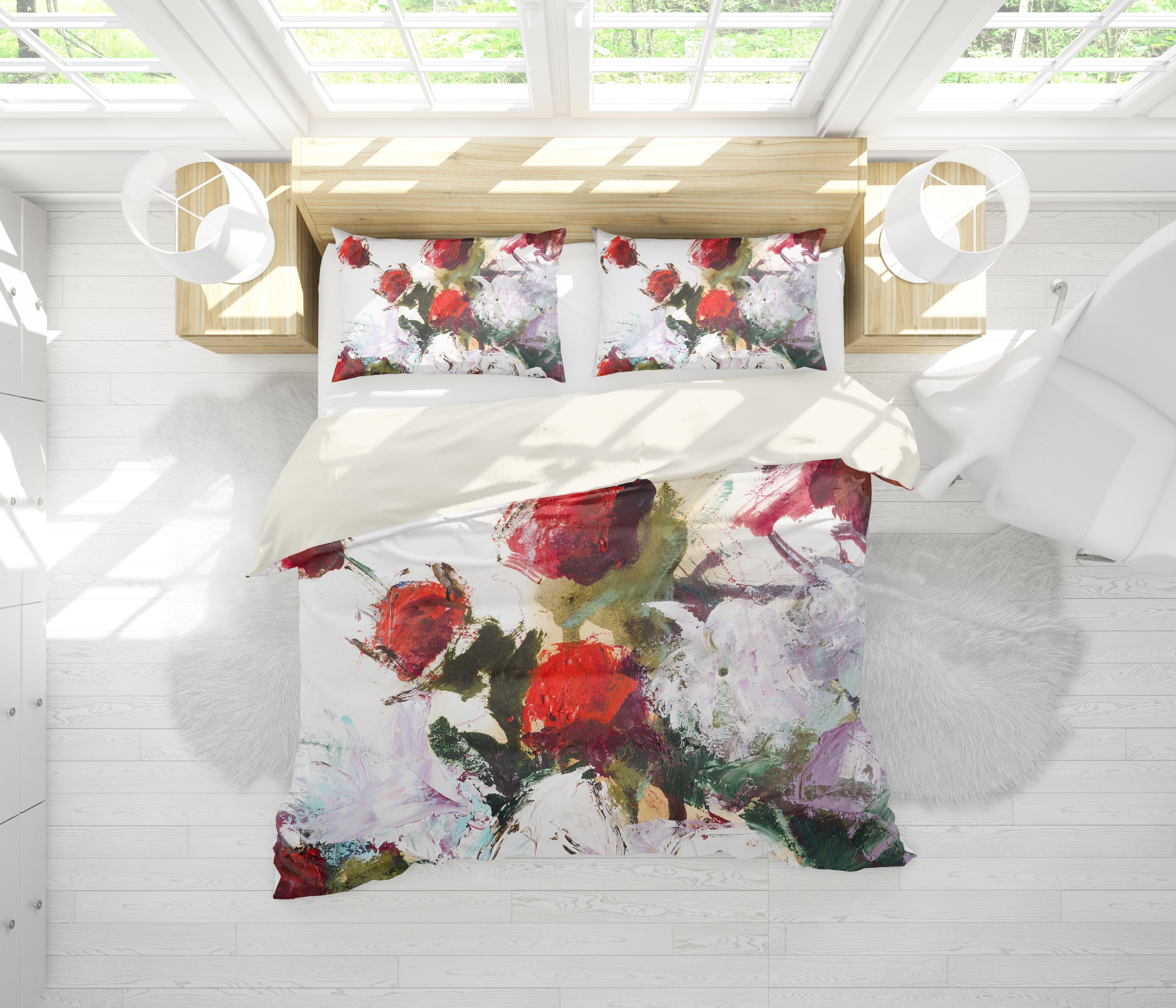 3D Red Rose Floral Quilt Cover Set Bedding Set Pillowcases 160- Jess Art Decoration